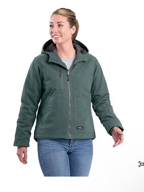 NWT Berne Heathered Duck Hooded Insulated Utility Work Jacket Jade Medium